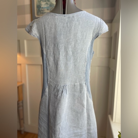 Italian Linen Blue Embroidered Dress Size Medium - Picture 9 of 9